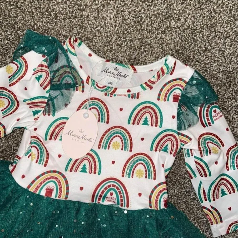 NWT Rainbow Christmas Tulle Dress